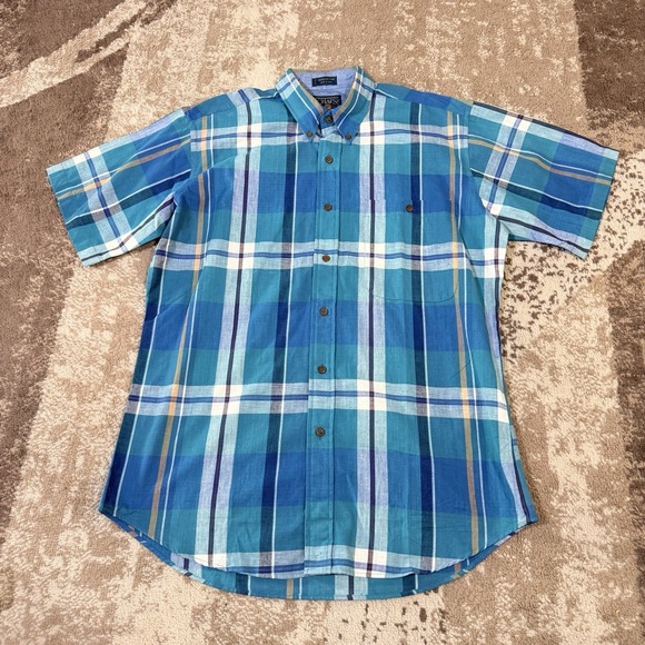 Chaps Ralph Lauren Other - VTG Chaps Ralph Lauren Shirt Mens Medium Plaid Button Up Short Sleeve 90's